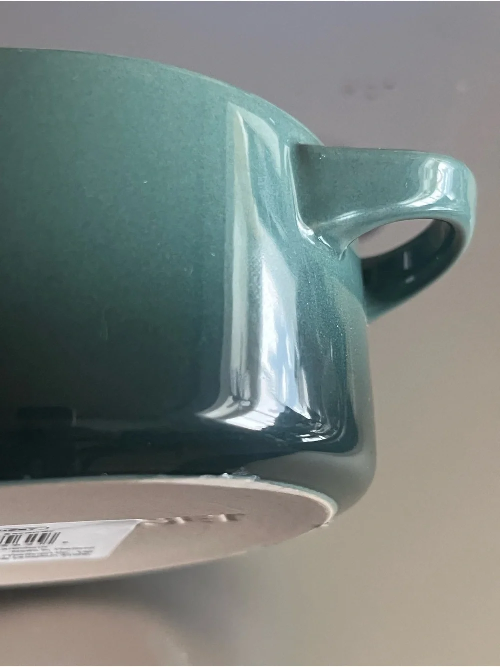 Le Creuset Teal Green Double-Handled Stoneware Serving Bowl with White Interior